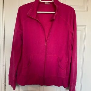 Danskin Now Fuchsia Pink Full Zip Athletic Track Jacket Pockets L 12-14